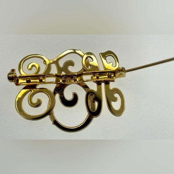 Vintage Gold Tone Scroll Initial
“H.J.S.” Brooch Pin - Picture 5 of 5